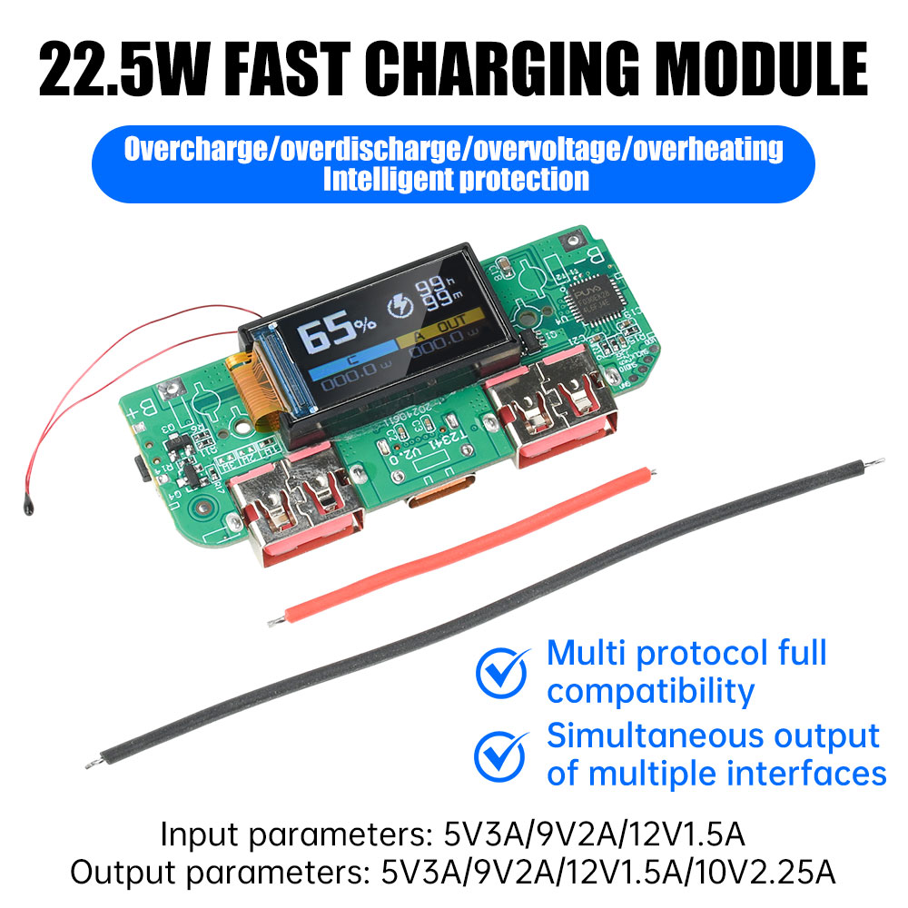 Diy Electronics Module 999 Store - 22.5W Fast Charging Module with TFT