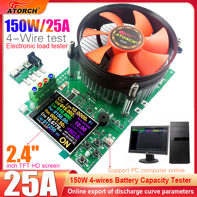 Diy Electronics Module 999 Store - 150W 4-wires Battery Capacity Tester 2.4