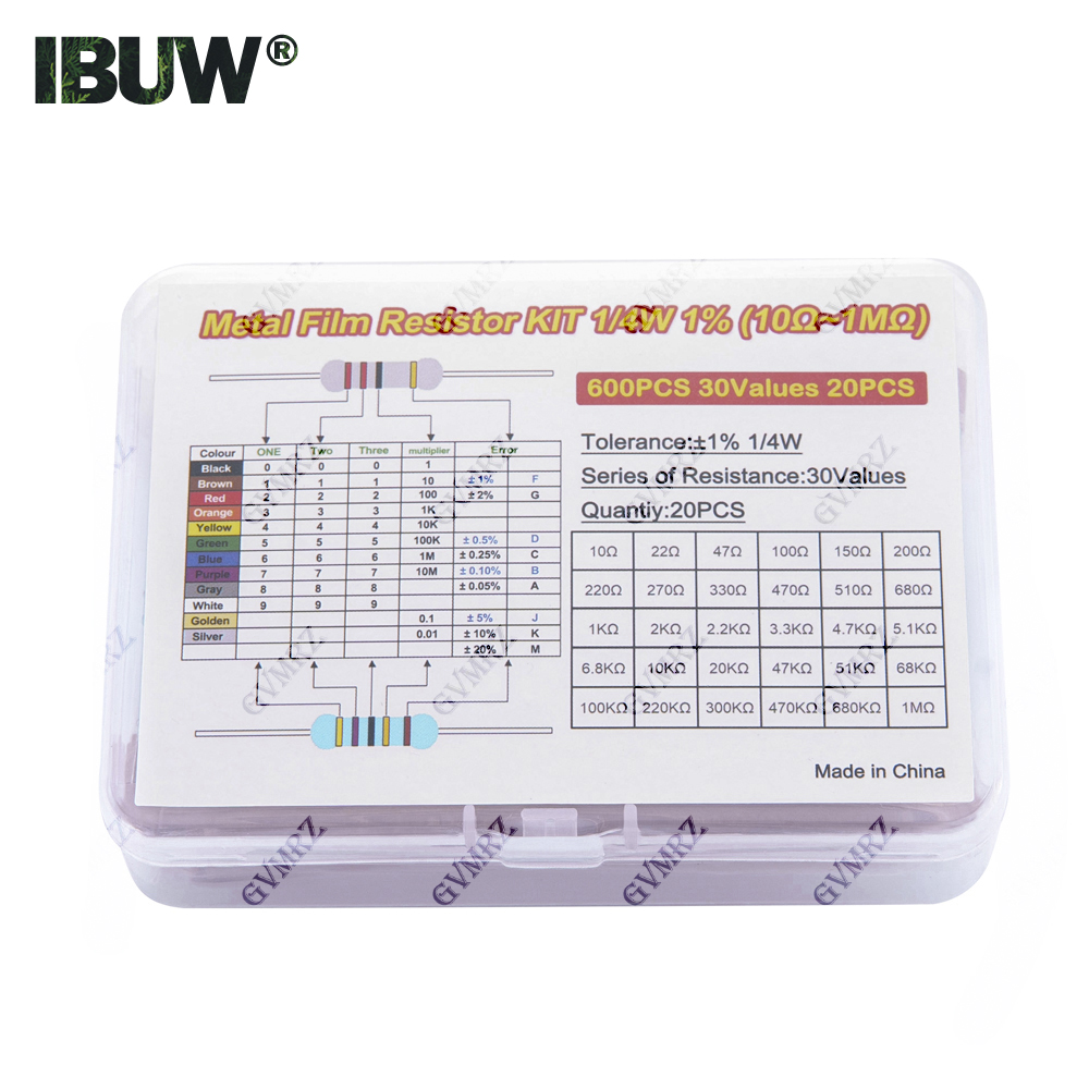 600PCS 30Values 1/4W Metal Fil - Resistor Kit 1 4W review and price