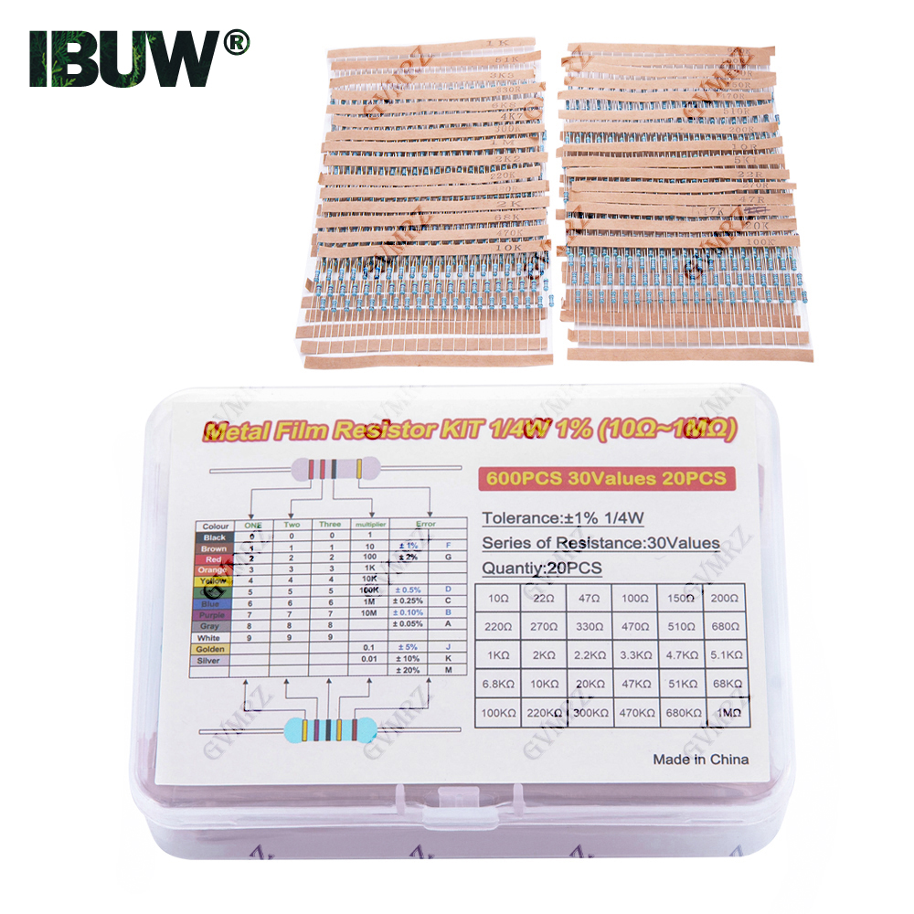 600PCS 30Values 1/4W Metal Fil - Resistor Kit 1 4W review and price