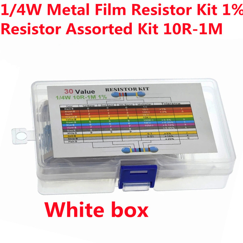 600PCS/Lot 1/4W 10R-1M Metal F - Resistor Kit 1 4W review and price