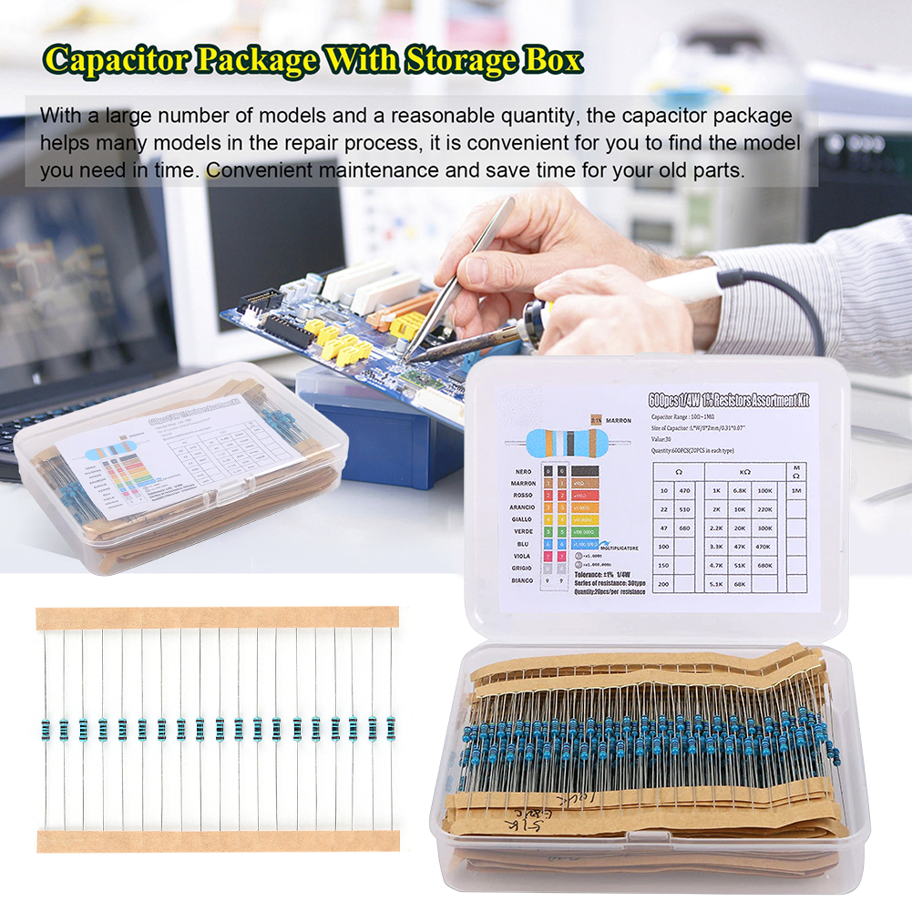 300/600pcs Metal Film Resistor - Resistor Kit 1 4W review and price