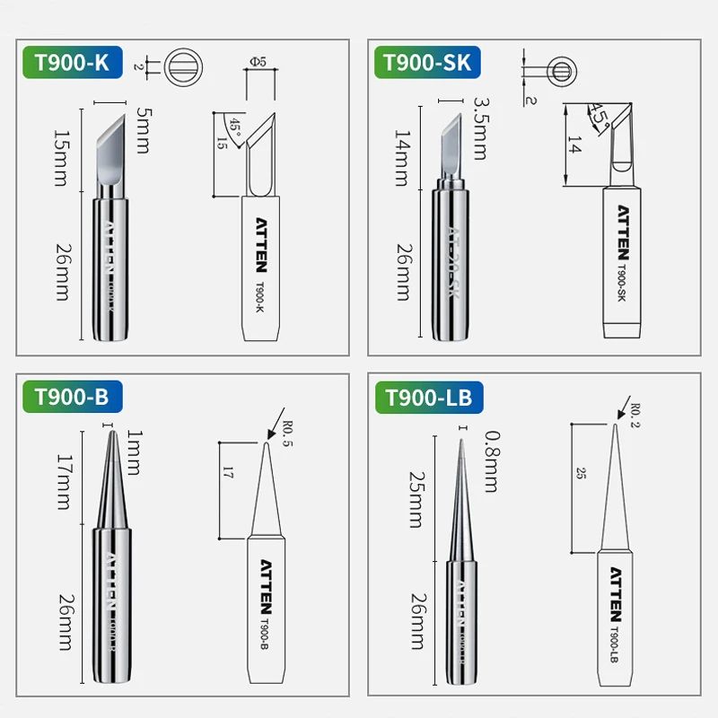Original ATTEN 5Pcs T900-M Aut - Diy Soldering Station No Electronics review and price